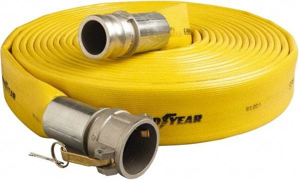 Alliance Hose & Rubber - 2" ID x 2.34 OD, 200 Working psi, Yellow Pliovic Hose, Lays Flat - 50' Long, -10 to 150°F - Makers Industrial Supply