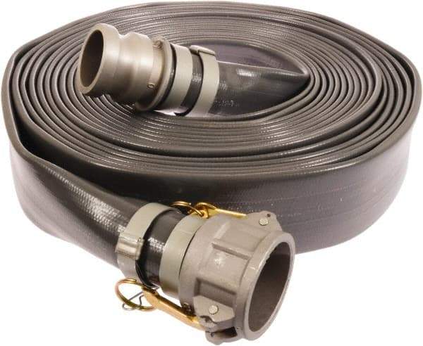 Continental ContiTech - 6" ID x 6.38 OD, 35 Working psi, Gray Pliovic Hose, Lays Flat - 50' Long, -10 to 150°F - Makers Industrial Supply