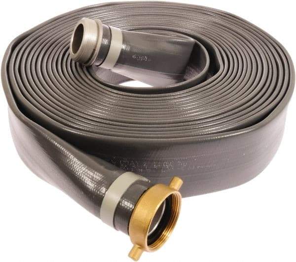 Continental ContiTech - 2" ID x 2.22 OD, 80 Working psi, Gray Pliovic Hose, Lays Flat - 100' Long, -10 to 150°F - Makers Industrial Supply