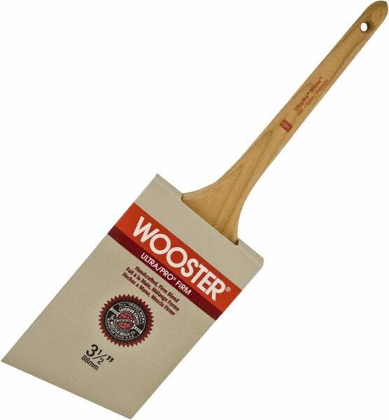 Wooster Brush - 3-1/2" Angled Nylon/Polyester Sash Brush - 3-3/16" Bristle Length, 8" Maple Rattail Handle - Makers Industrial Supply