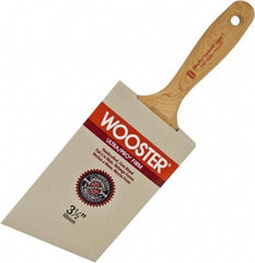 Wooster Brush - 3-1/2" Angled Nylon/Polyester Wall Brush - 3-7/16" Bristle Length, 5-3/4" Maple Beavertail Handle - Makers Industrial Supply