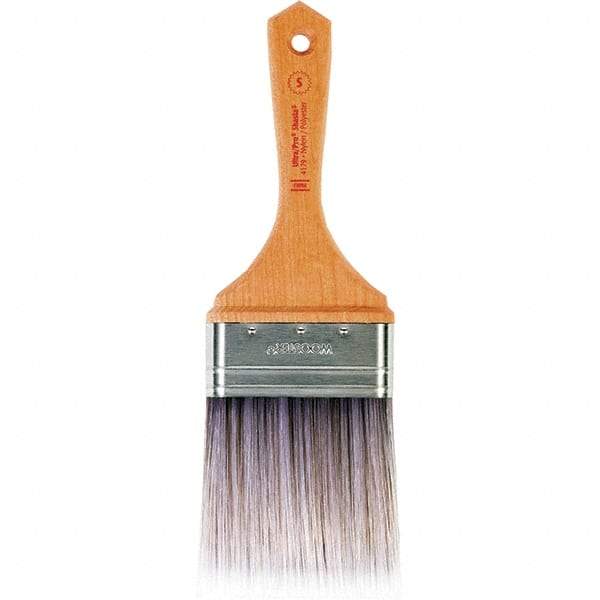 Wooster Brush - 3" Flat Nylon/Polyester Varnish Brush - 3-7/16" Bristle Length, 5-1/2" Maple Beavertail Handle - Makers Industrial Supply