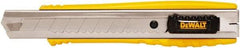 DeWALT - Snap Utility Knife - 1/4" Carbon Steel Blade, Yellow & Silver Plastic/Stainless Steel Handle, 1 Blade Included - Makers Industrial Supply