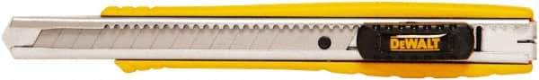 DeWALT - Snap Utility Knife - 1/4" Carbon Steel Blade, Yellow & Silver Plastic/Stainless Steel Handle, 1 Blade Included - Makers Industrial Supply