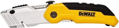 DeWALT - Fixed Folding Utility Knife - 2-1/2" Bi-Metal Blade, Yellow & Black Metal Handle, 1 Blade Included - Makers Industrial Supply