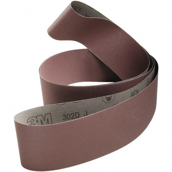 3M - 2" Wide x 132" OAL, 220 Grit, Aluminum Oxide Abrasive Belt - Aluminum Oxide, Coated, Cloth Backing, Series 302D - Makers Industrial Supply