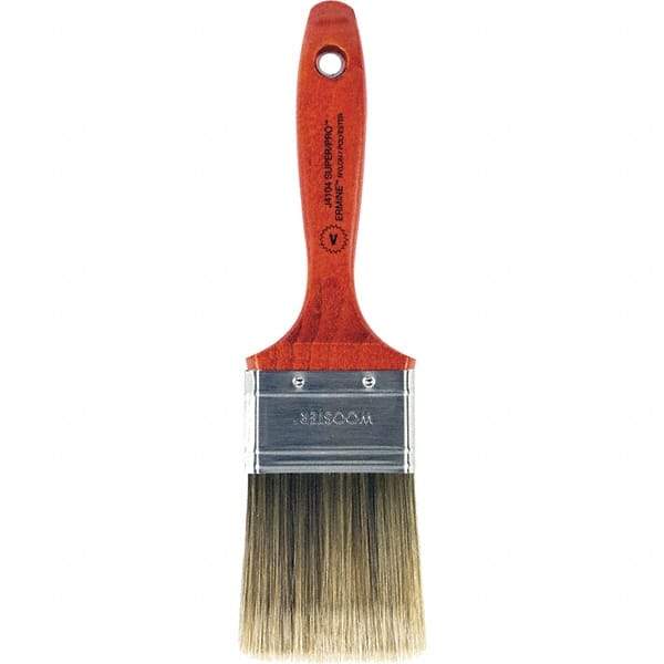 Wooster Brush - 2-1/2" Flat Nylon/Polyester Varnish Brush - 2-15/16" Bristle Length, 5-1/2" Wood Beavertail Handle - Makers Industrial Supply