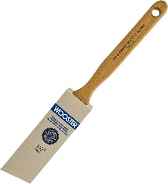 Wooster Brush - 1-1/2" Angled Hog Sash Brush - 2-7/16" Bristle Length, 7-7/8" Maple Fluted Handle - Makers Industrial Supply