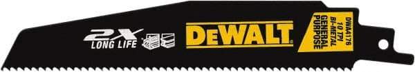 DeWALT - 6" Long x 1" Thick, High Speed Steel Reciprocating Saw Blade - Straight Profile, 10 TPI, Toothed Edge, Universal Shank - Makers Industrial Supply