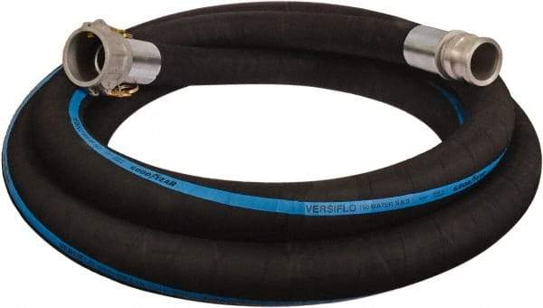 Alliance Hose & Rubber - 3" ID x 3.42 OD, 150 Working psi, Black Synthetic Rubber Water & Discharge Hose - Male x Female Camlock Ends, 20' Long, -25 to 200°F - Makers Industrial Supply