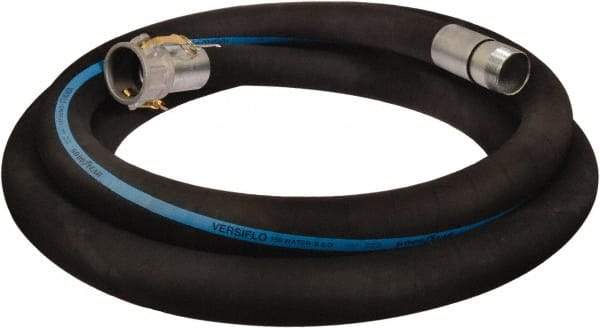 Alliance Hose & Rubber - 6" ID x 6.6 OD, 150 Working psi, Black Synthetic Rubber Water & Discharge Hose - Female Camlock x Male Nipple Ends, 20' Long, -25 to 200°F - Makers Industrial Supply