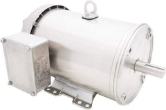 Leeson - 5 Max hp, 1,800 Max RPM, Premium Efficient Electric AC DC Motor - 230/460 V Input, Three Phase, 184TC Frame, C-Face with Base Mount, TEFC Enclosure - Makers Industrial Supply