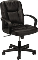 Basyx - 38-3/4" High Executive Mid Back Chair - 25" Wide x 34-1/2" Deep, Leather Seat, Black - Makers Industrial Supply