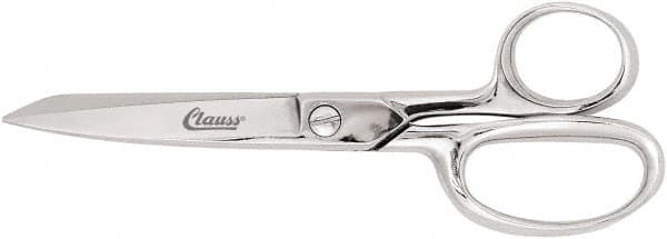 Clauss - 3" LOC, 6" OAL Chrome Plated Straight Trimmers - Steel Straight Handle, For Paper, Fabric - Makers Industrial Supply