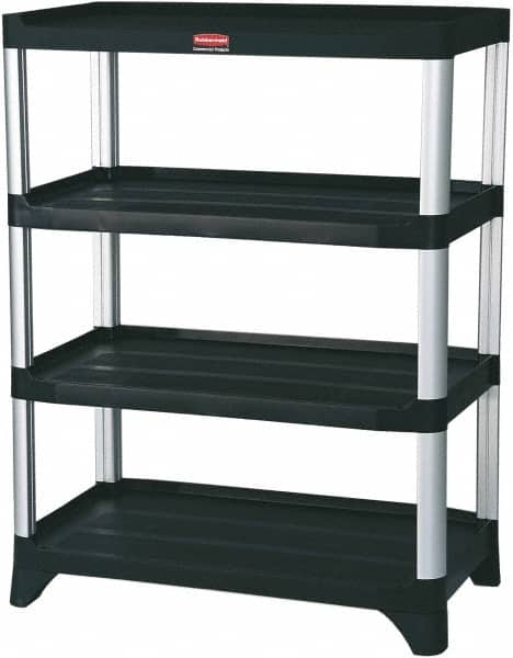 Rubbermaid - 46" High x 20" Wide x 35" Deep, 4 Shelf Structural Plastic Open Shelving - Black, 800 Lb Capacity - Makers Industrial Supply