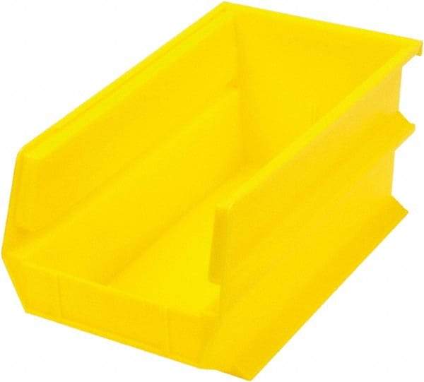 Triton - 14-3/4" Deep, Yellow Polypropylene Hopper Stacking Bin - 7" High x 8-1/4" Wide x 14-3/4" Long - Makers Industrial Supply