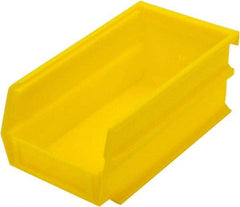 Triton - 7-3/8" Deep, Yellow Polypropylene Hopper Stacking Bin - 3" High x 4-1/8" Wide x 7-3/8" Long - Makers Industrial Supply