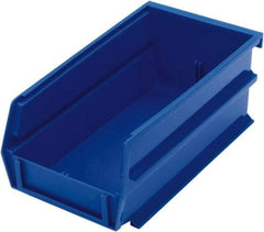 Triton - 7-3/8" Deep, Blue Polypropylene Hopper Stacking Bin - 3" High x 4-1/8" Wide x 7-3/8" Long - Makers Industrial Supply