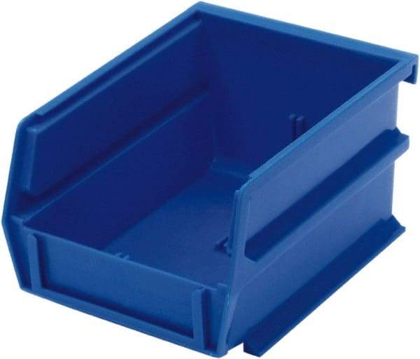 Triton - 5-3/8" Deep, Blue Polypropylene Hopper Stacking Bin - 3" High x 4-1/8" Wide x 5-3/8" Long - Makers Industrial Supply