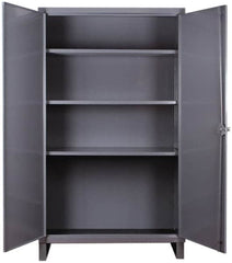 Durham - 3 Shelf Locking Storage Cabinet - Steel, 36" Wide x 24" Deep x 66" High, Gray - Makers Industrial Supply