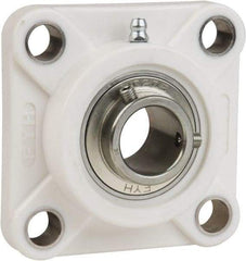 Value Collection - 3/4" ID, 3-3/8" OAL x 1-7/16" OAH 4-Bolt Flange Mounted Bearing - 1,495 Lb Static Cap, 2,877 Lb Dyn Cap, 2-1/2" Btw Mnt Hole Ctrs, 45/64" Base-to-Ctr Ht, Thermoplastic - Makers Industrial Supply