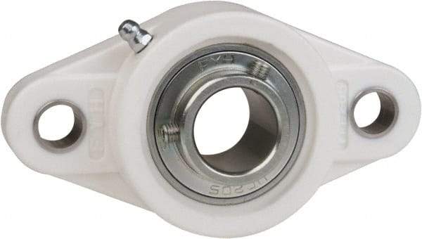 Value Collection - 1-3/16" ID, 5-13/16" OAL x 1-19/32" OAH 2-Bolt Flange Mounted Bearing - 2,540 Lb Static Cap, 4,383 Lb Dyn Cap, 4-39/64" Btw Mnt Hole Ctrs, 45/64" Base-to-Ctr Ht, Thermoplastic - Makers Industrial Supply