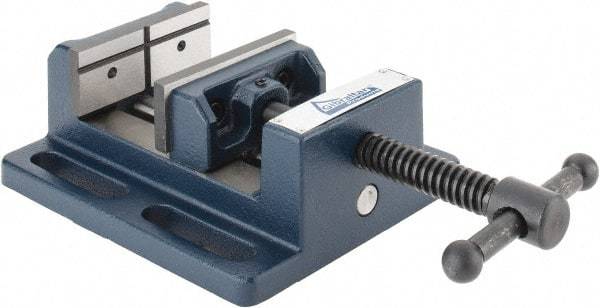 Gibraltar - 3" Jaw Opening Capacity x 1-1/8" Throat Depth, Horizontal Drill Press Vise - 3" Wide Jaw, Stationary Base, Standard Speed, 6-9/16" OAL x 2-7/16" Overall Height, Cast Iron - Makers Industrial Supply