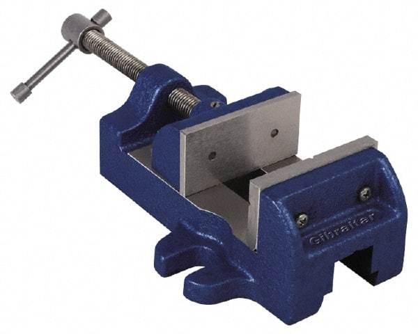 Gibraltar - 1-1/2" Jaw Opening Capacity x 1" Throat Depth, Horizontal Drill Press Vise - 1-3/4" Wide Jaw, Stationary Base, Standard Speed, 4-1/2" OAL, Cast Iron - Makers Industrial Supply