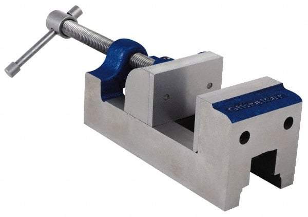 Gibraltar - 2-5/8" Jaw Opening Capacity x 1-1/2" Throat Depth, Horizontal Drill Press Vise - 2-7/16" Wide Jaw, Stationary Base, Standard Speed, 7-1/8" OAL, Cast Iron - Makers Industrial Supply