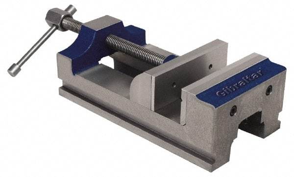 Gibraltar - 6" Jaw Opening Capacity x 2" Throat Depth, Horizontal Drill Press Vise - 6" Wide Jaw, Stationary Base, Standard Speed, 14" OAL, Cast Iron - Makers Industrial Supply