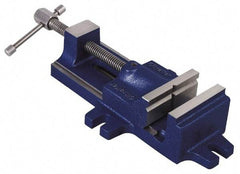 Gibraltar - 4" Jaw Opening Capacity x 1-1/2" Throat Depth, Horizontal Drill Press Vise - 3-1/2" Wide Jaw, Stationary Base, Standard Speed, 12-1/2" OAL, Cast Iron - Makers Industrial Supply