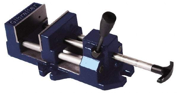 Gibraltar - 8" Jaw Opening Capacity x 1-5/8" Throat Depth, Horizontal Drill Press Vise - 8" Wide Jaw, Stationary Base, Standard Speed, 18-1/2" OAL x 4.71" Overall Height, Cast Iron - Makers Industrial Supply