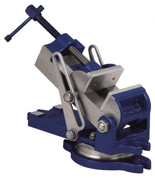 Gibraltar - 4" Jaw Width, 4" Jaw Opening Capacity, Angle Swivel Machine Vise - Manual Operation, 1 Station, 12-1/4" Long x 5-15/16" High x 1-3/4" Deep, 1-3/4" Jaw Height - Makers Industrial Supply