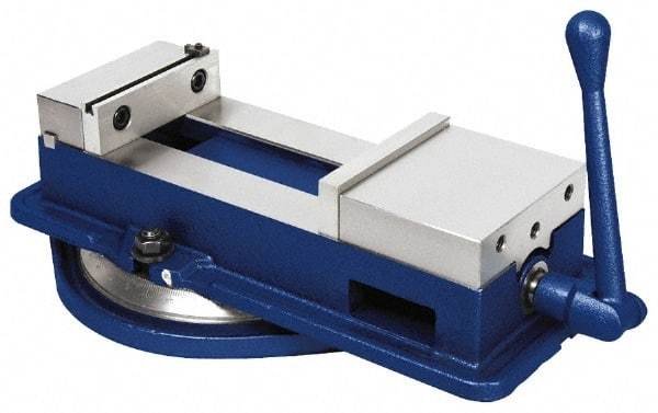 Gibraltar - 6" Jaw Width, 8-3/4" Jaw Opening Capacity, Horizontal Swivel Machine Vise - Manual Operation, 1 Station, 19-1/2" Long x 6-1/4" High x 1-5/8" Deep, 1-5/8" Jaw Height - Makers Industrial Supply