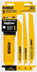 DeWALT - 6 Pieces, 8" to 9" Long x 0.04" Thickness, Bi-Metal Reciprocating Saw Blade Set - Straight Profile, 6 to 14 Teeth, Toothed Edge - Makers Industrial Supply