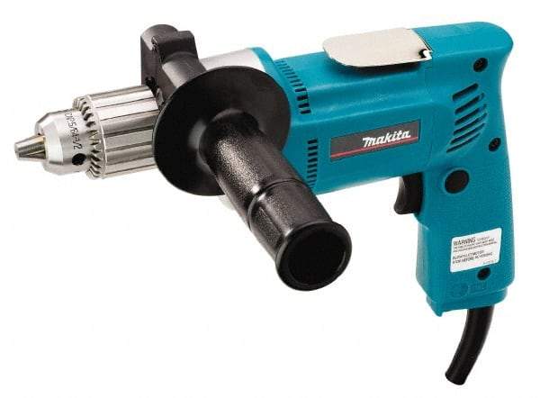 Makita - 1/2" Keyed Chuck, 550 RPM, Pistol Grip Handle Electric Drill - 6.5 Amps, 115 Volts, Reversible, Includes Chuck Key, Drill Chuck, Side Handle - Makers Industrial Supply