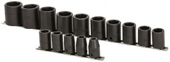 Proto - 15 Piece 1/2" Drive Impact Socket Set - 6 Points, 3/8" to 1-1/4" Range, Inch Measurement Standard - Makers Industrial Supply