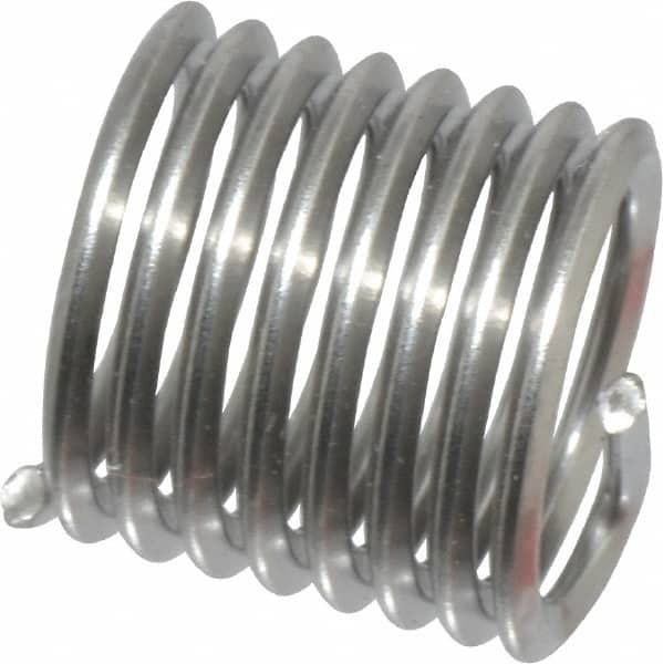 Heli-Coil - M7x1.00 Metric Coarse, 10.5mm OAL, Free Running Helical Insert - 8 Free Coils, Tanged, 304 Stainless Steel, Bright Finish, 1-1/2D Insert Length - Exact Industrial Supply