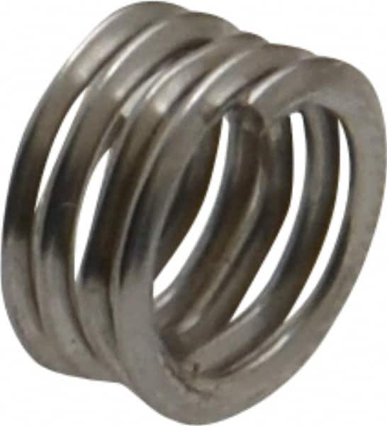 Heli-Coil - Single Insert, M8x1.25 Metric Coarse, 1D, Stainless Steel Screw Locking Insert - 4-1/2 Free Coils, 8mm Overall Length, 9.8 to 10.35mm Outside Diameter, with Tang, Bright Finish, 304 Material Grade - Exact Industrial Supply