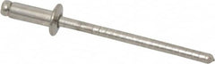 RivetKing - Size 42 Dome Head Stainless Steel Open End Blind Rivet - Stainless Steel Mandrel, 0.126" to 3/16" Grip, 1/4" Head Diam, 0.129" to 0.133" Hole Diam, 0.337" Length Under Head, 1/8" Body Diam - Makers Industrial Supply