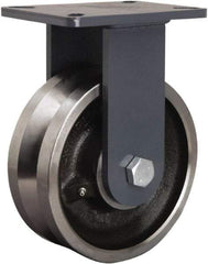 Hamilton - 8" Diam x 3" Wide, Forged Steel Rigid Caster - 4,000 Lb Capacity, Top Plate Mount, 5-1/4" x 7-1/4" Plate, Tapered Roller Bearing - Makers Industrial Supply