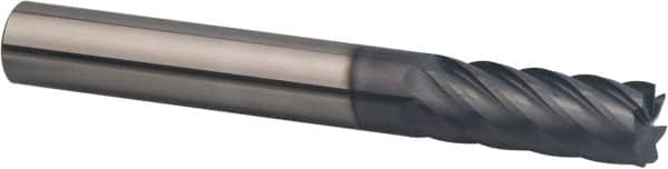 SGS - 3/8", 7 Flute, Single End, Solid Carbide, 0.015" Corner Radius End Mill - 3" OAL, 35° Helix, Right Hand Flute, 1" LOC, Right Hand Cut - Makers Industrial Supply