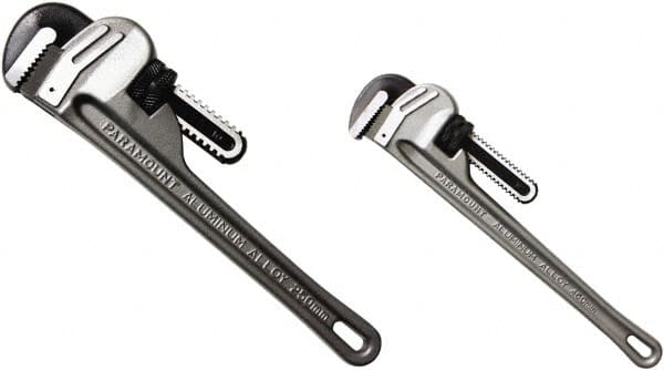 Paramount - 2 Piece, 0" to 1-1/2" & 0" to 2-1/2", Straight Pipe Wrench Set - Inch Measurement Standard - Makers Industrial Supply