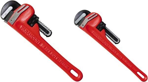 Paramount - 2 Piece, 0" to 1" & 0" to 2", Straight Pipe Wrench Set - Inch Measurement Standard - Makers Industrial Supply