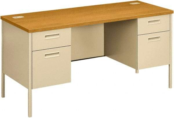 Hon - 60" Long x 29-1/2" High x 24" Deep, 4 Drawer Kneespace Credenza - Harvest/Putty (Color), Laminate Top - Makers Industrial Supply