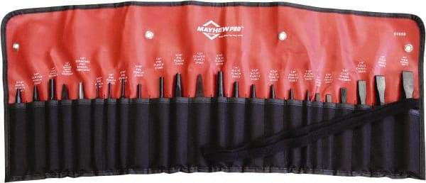 Mayhew - 24 Piece Punch & Chisel Set - 1/4 to 3/4" Chisel, 3/32 to 1/2" Punch, Hex Shank - Makers Industrial Supply