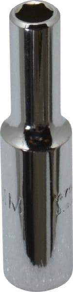 Proto - 1/4" Drive, Deep Hand Socket - 6 Points, 1-15/16" OAL, Chrome Finish - Makers Industrial Supply