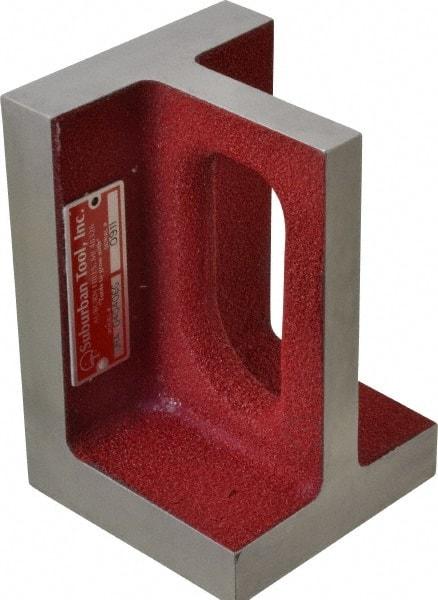 Suburban Tool - 1 Hole, 6" High x 4" Wide x 4" Deep, Right Angle Iron - Cast Iron, Precision Ground, 7/8" Thick, Parallel to within 0.00025" per 6", Square to within 0.0005" per 6" - Makers Industrial Supply