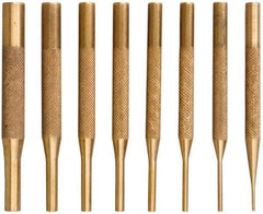 SPI - 8 Piece, 1/16 to 5/16", Pin Punch Set - Brass & Steel, Comes in Wooden Box - Makers Industrial Supply