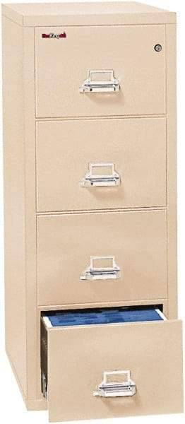 FireKing - 20.81" Wide x 52-3/4" High x 31-9/16" Deep, 4 Drawer Vertical File - Steel, Parchment - Makers Industrial Supply